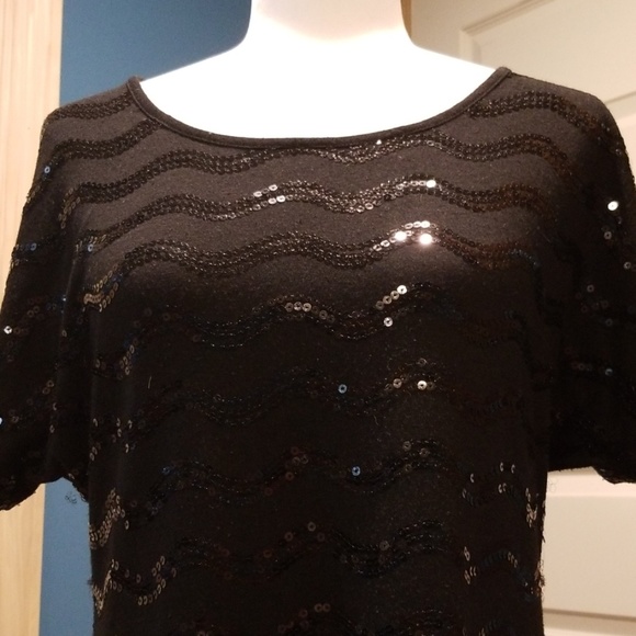 Black Sequin TShirt Dress - Picture 2 of 2